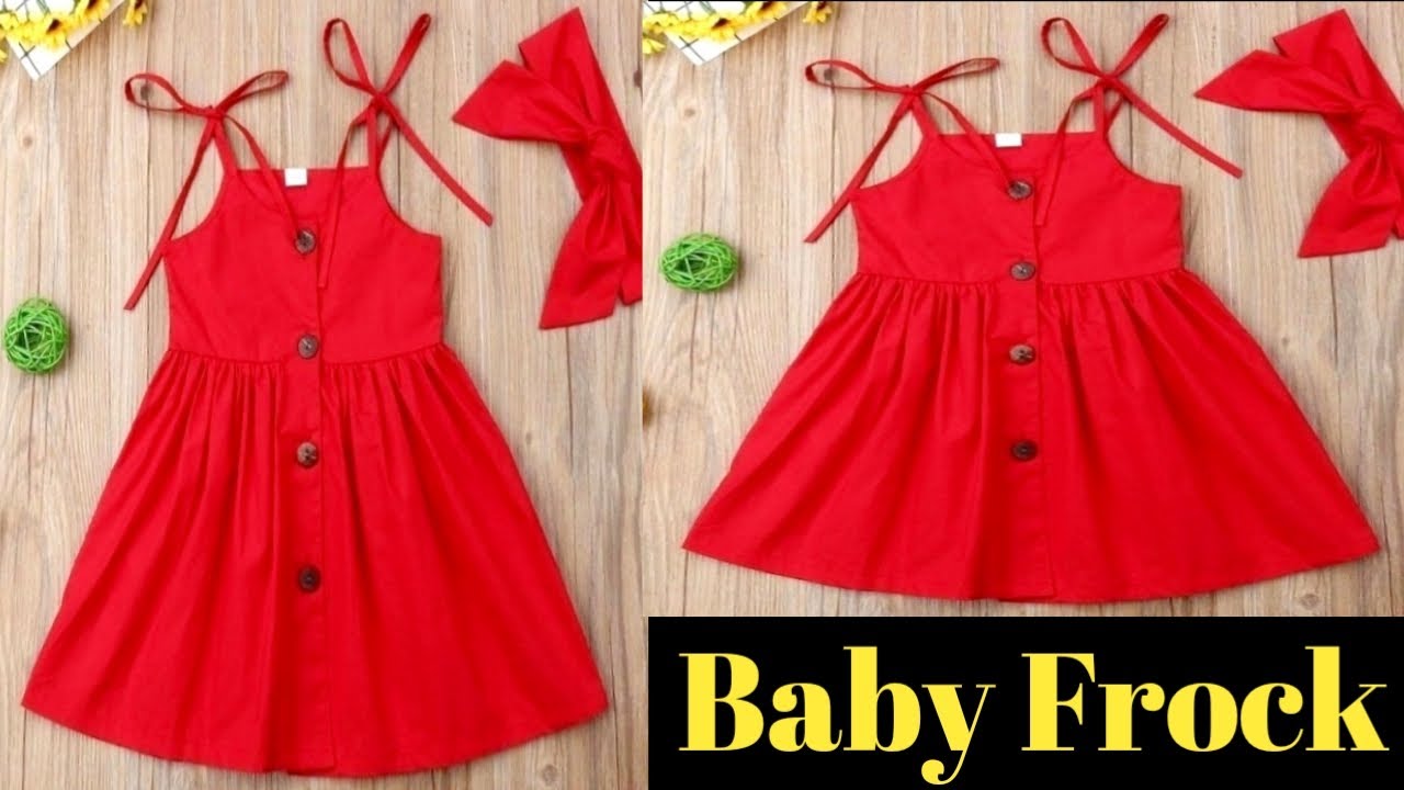 Tie Shoulder Baby Frock cutting and stitching