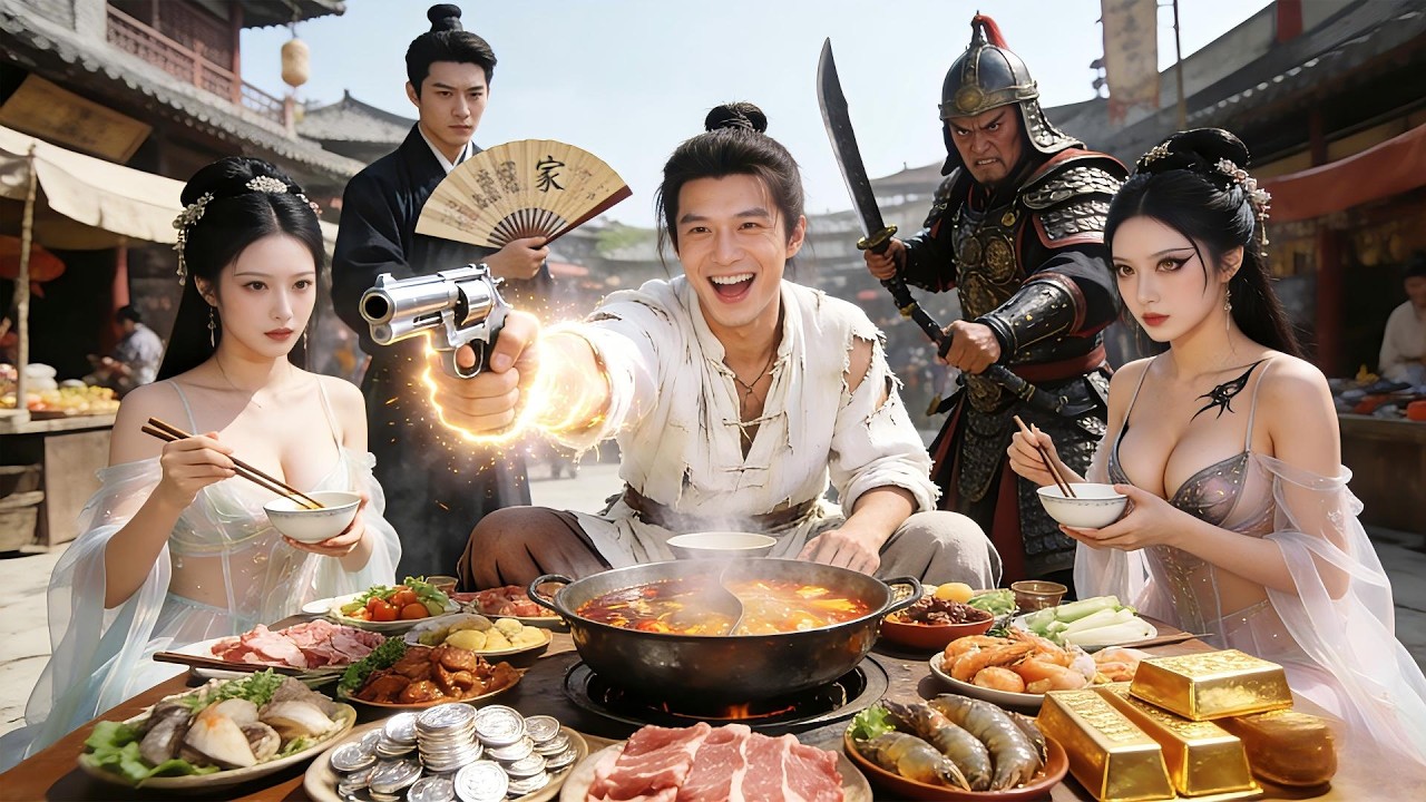 火锅店主穿越古代全家饿到吃土，他凭借现代思维逆袭，推出火鍋連鎖店帶著全村致富，打臉惡霸，迎娶最美公主，走上人生巅峰！#短劇 #男頻 #逆襲 #爽劇