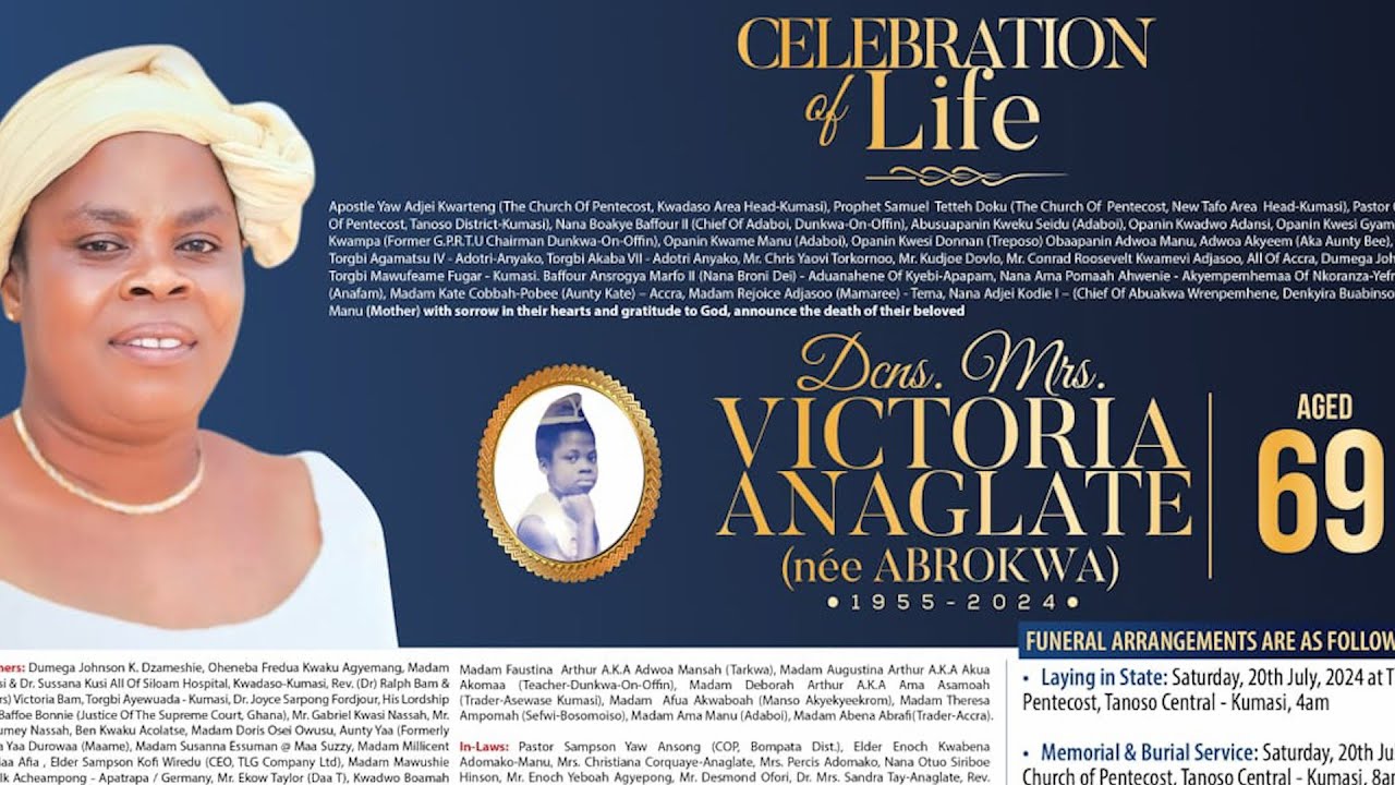 BURIAL SERVICE OF THE LATE DCNS MRS. VICTORIA ANAGLATE