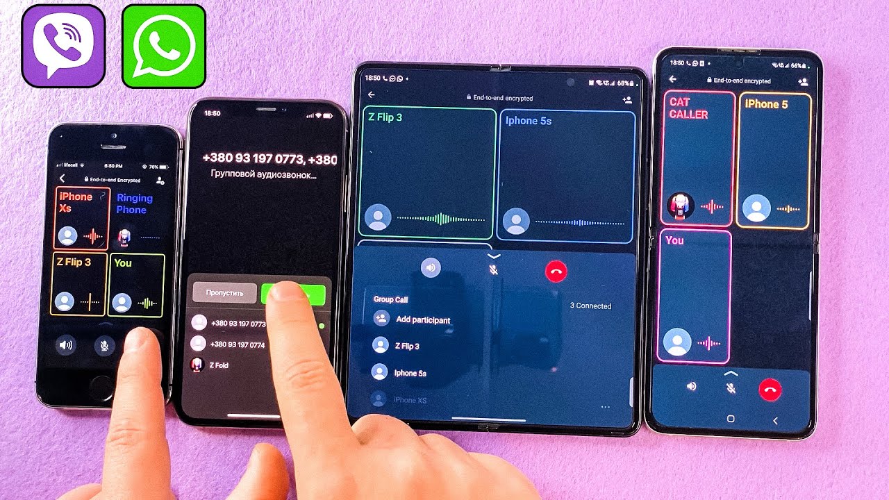iPhone Xs Vs Z Fold 3 vs iPhone 5s vs Z Flip WhatsApp & Viber Group Incomin call and Outgoing call