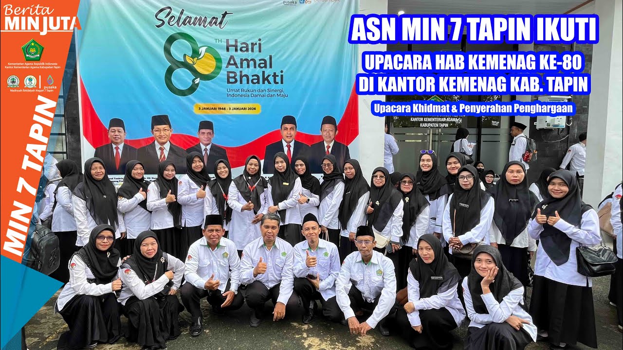 ASN MIN 7 Tapin Ikuti Upacara HAB Kemenag ke-80 di Tapin | Upacara Khidmat & Penyerahan Penghargaan