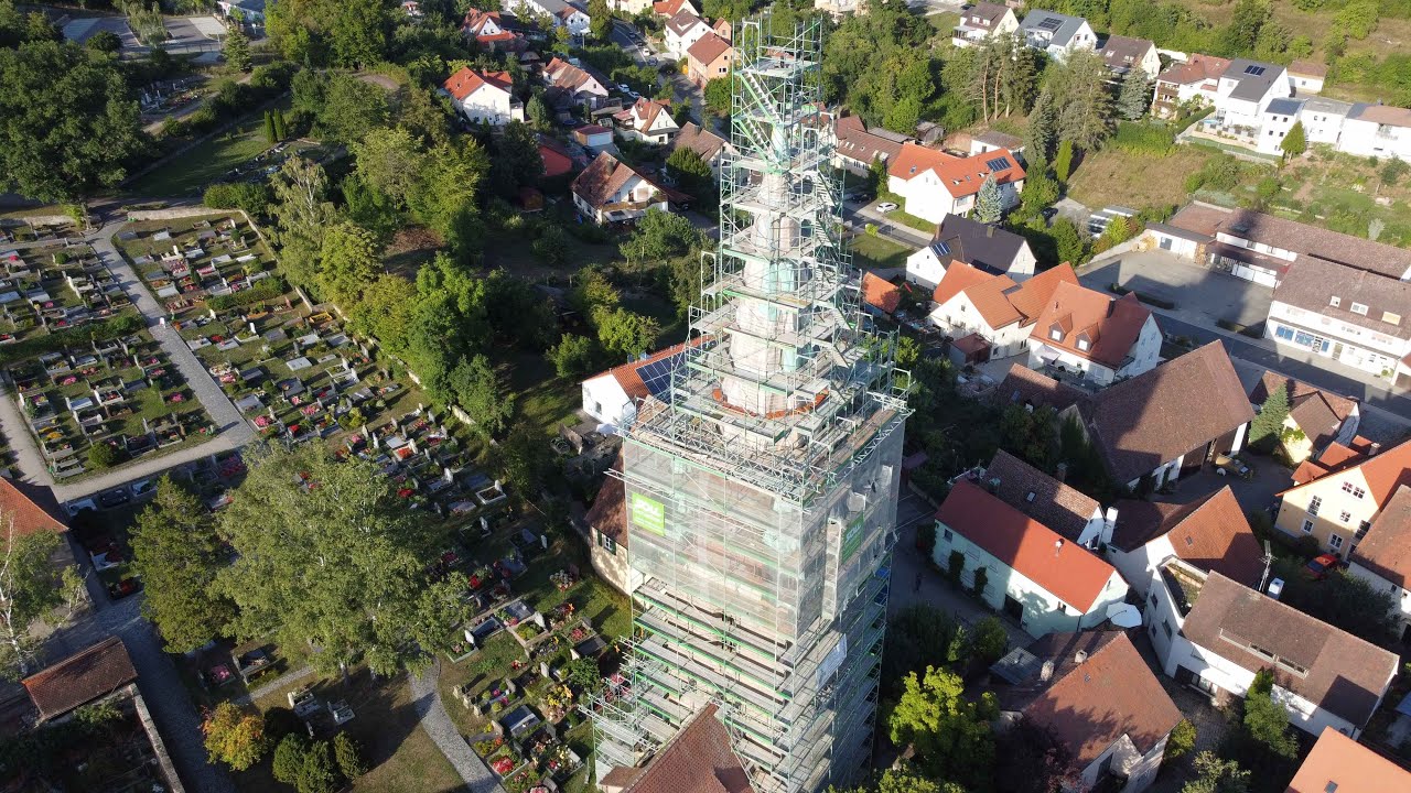Kirchturmsanierung St. Andreas Kirche Dietenhofen - Rundflug um die Baustelle 2