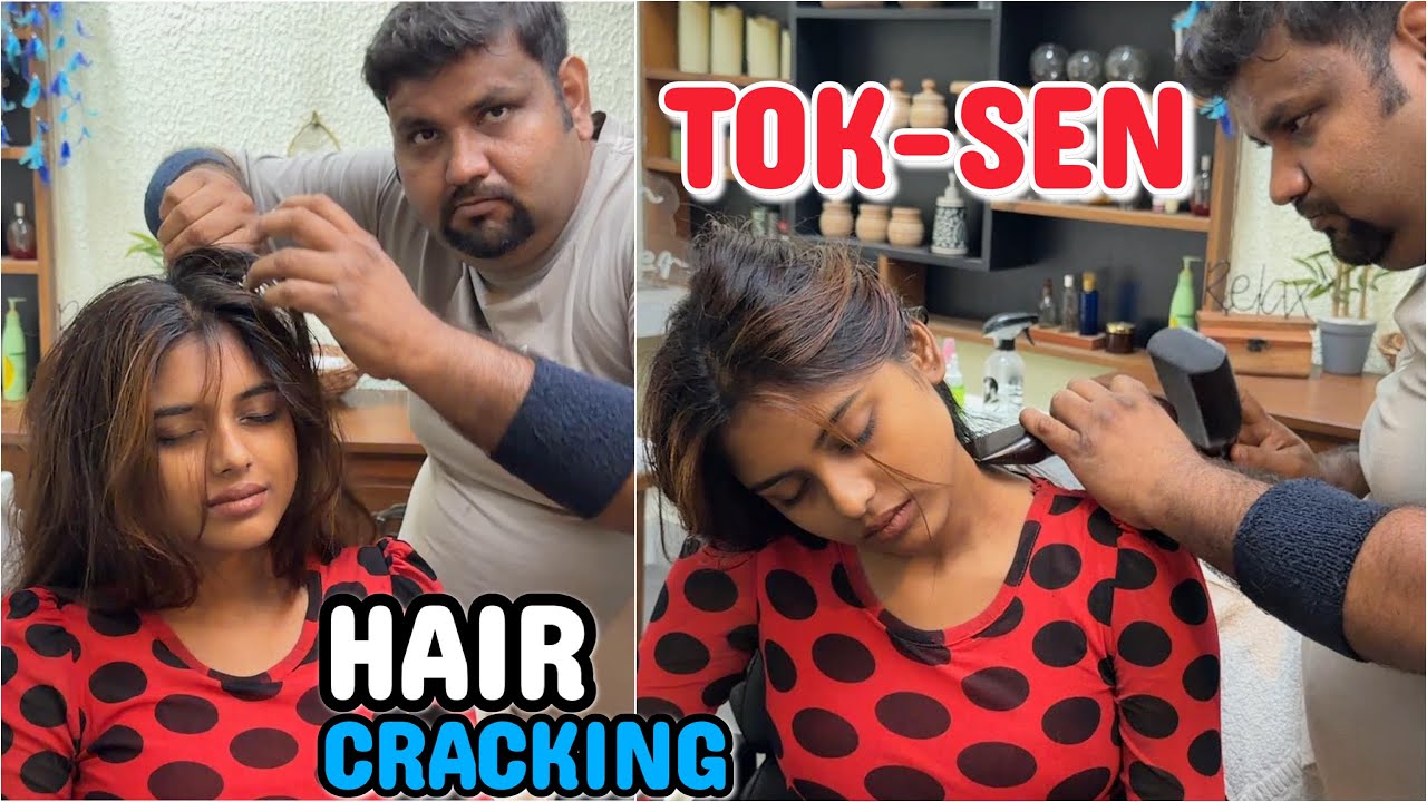 ASMR Hair Cracking , Tok-Sen Head Massage For Relaxation | Shambhoo Barber #indianbarber 
