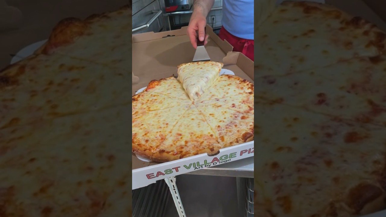 CHEESY NEW YORK CITY STYLE PIZZA from East Village Pizza! The best sound in the world. 