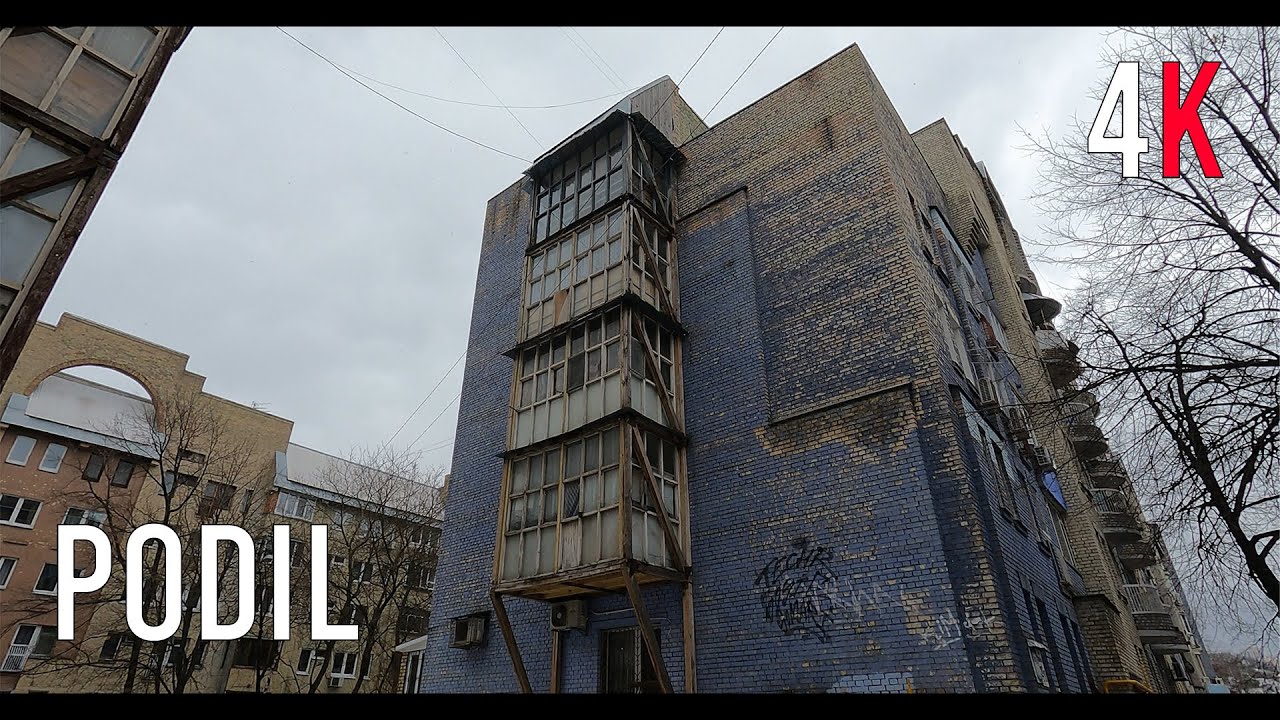 [4K] KYIV PODIL | Old Buildings & Admirable Streets | SNOWY Weather | Calm Ambience