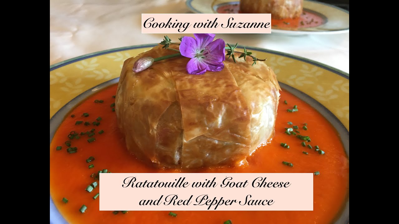 Ratatouille with Goat Cheese and Red Pepper Sauce
