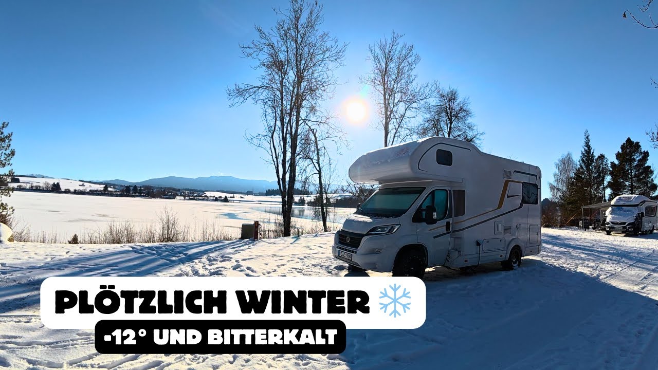 Von Sonne zu Schnee! Damit hätten wir am Anfang der Reise nicht gerechnet. Lechbruck am See (Allgäu)