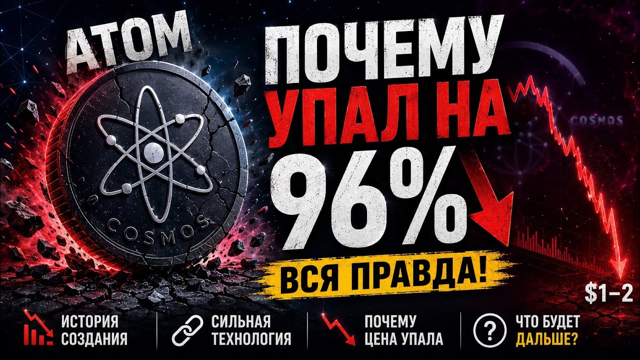 ATOM упал на 96% 😱 Что случилось с Cosmos? История создания, причины падения и будущее ATOM
