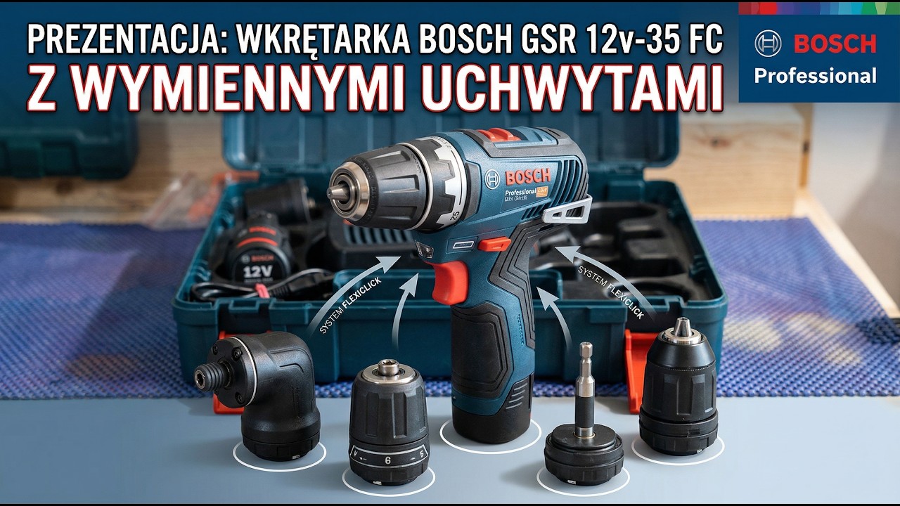 ♻️ Prezentacja: Wkrętarka Bosch GSR 12v-35 FC Uchwyt GFA12-B kątowy GFA12-W  GFA12-E SDS+ GFA12-H