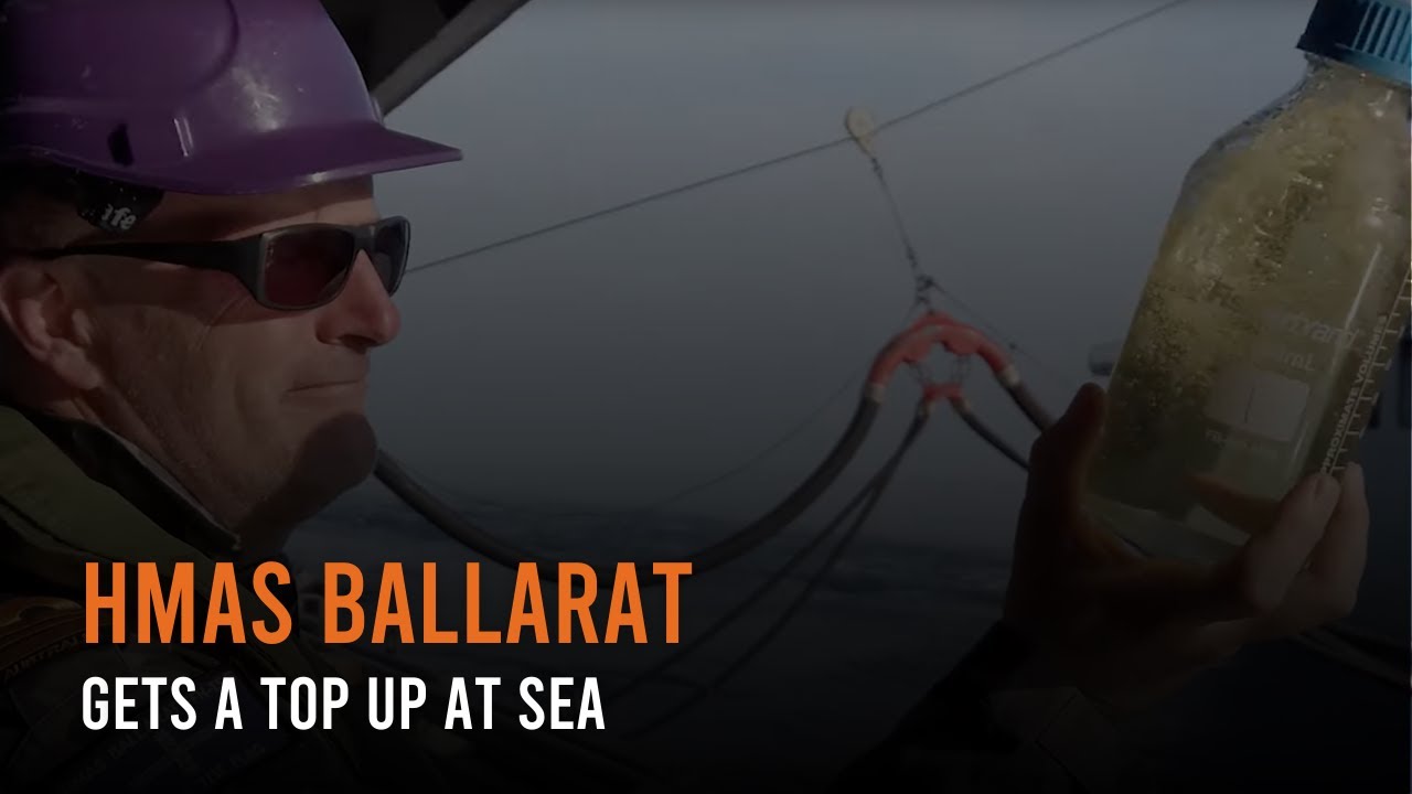 HMAS Ballarat gets a top up at sea