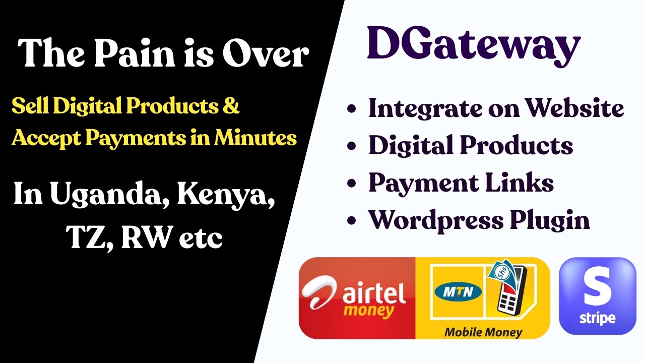 DGateway: Продавайте цифровые продукты и интегрируйте мобильные платежи на свой сайт | Уганда, Кения