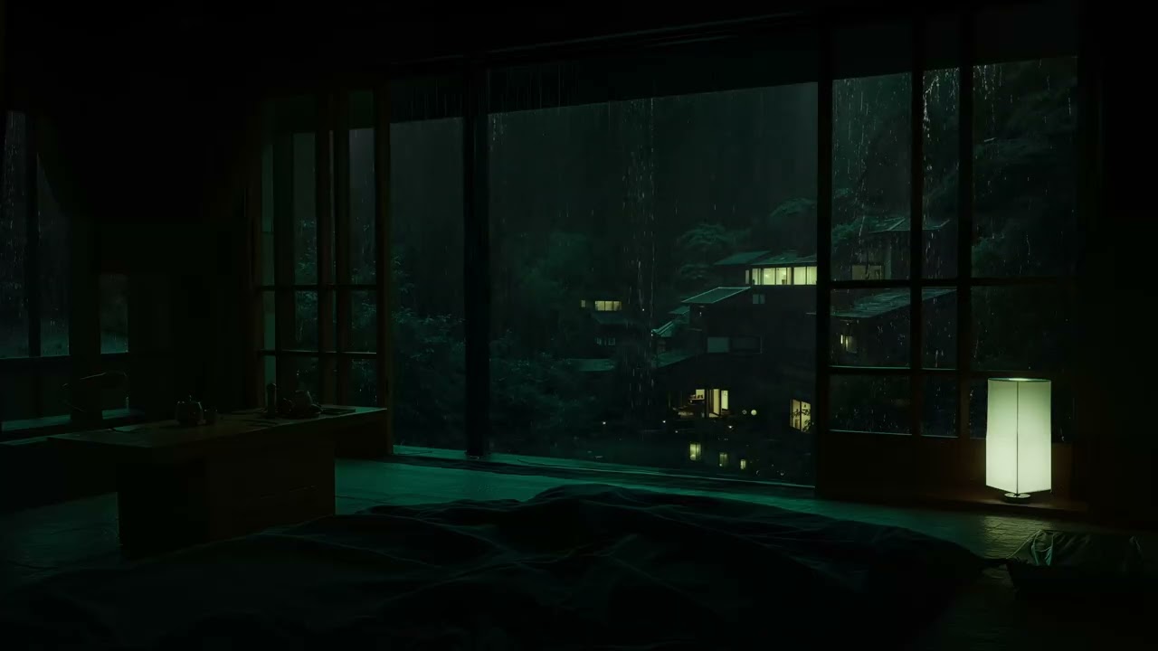 Rain Sounds in a Dark Bedroom 🌧 No Ads - Deep Sleep Ambience for Relaxation Focus and Meditation