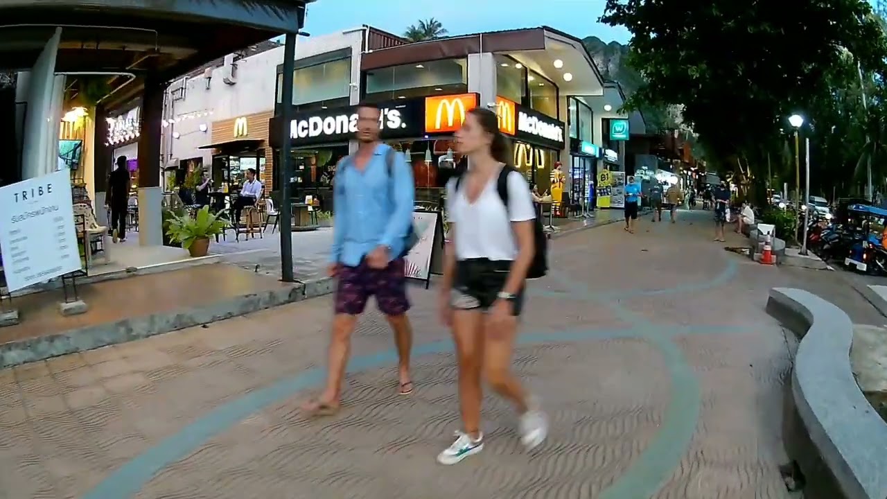 AoNang sunset walk with EKEN H9R camera.Krabi 22.03.2022.Пешая прогулка по вечернему АоНангу.Краби