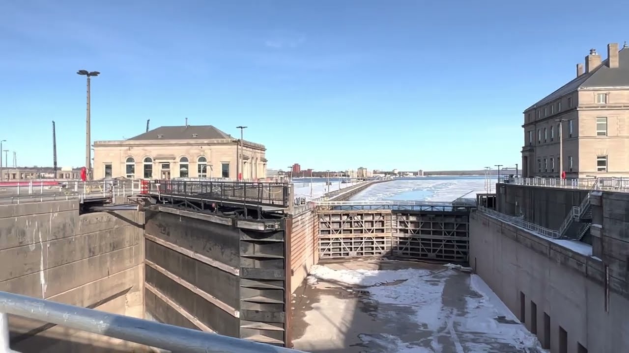 Visiting the Poe Lock - Standing on the gates at the lock chamber 03.18.23