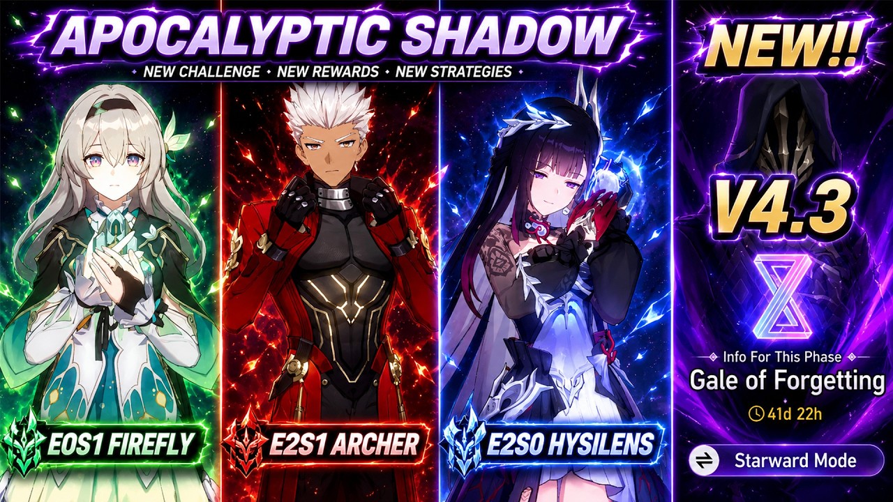 New!! Apoc 4.3 Starward Mode | E0S1 Firefly, E2S1 Archer & E2S0 Hysilens | HSR 4.3