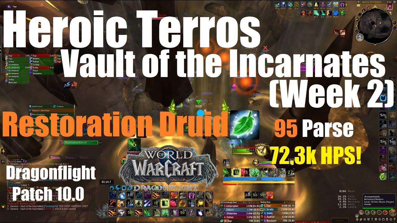 Heroic Terros - Resto Druid - Vault of the Incarnates - World of Warcraft Dragonflight