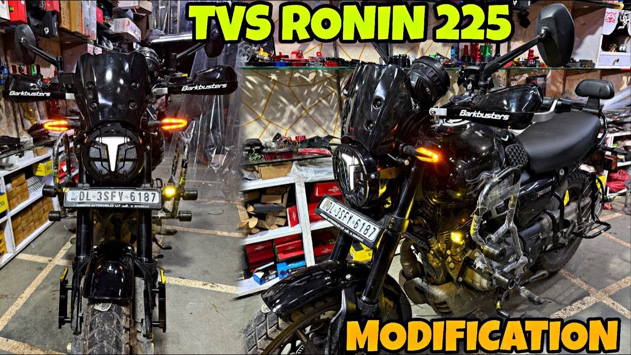TVS RONIN 225 ko kardia Loaded Modification😨 | Barkbusters hand guard half Price me 😍 New Backrest