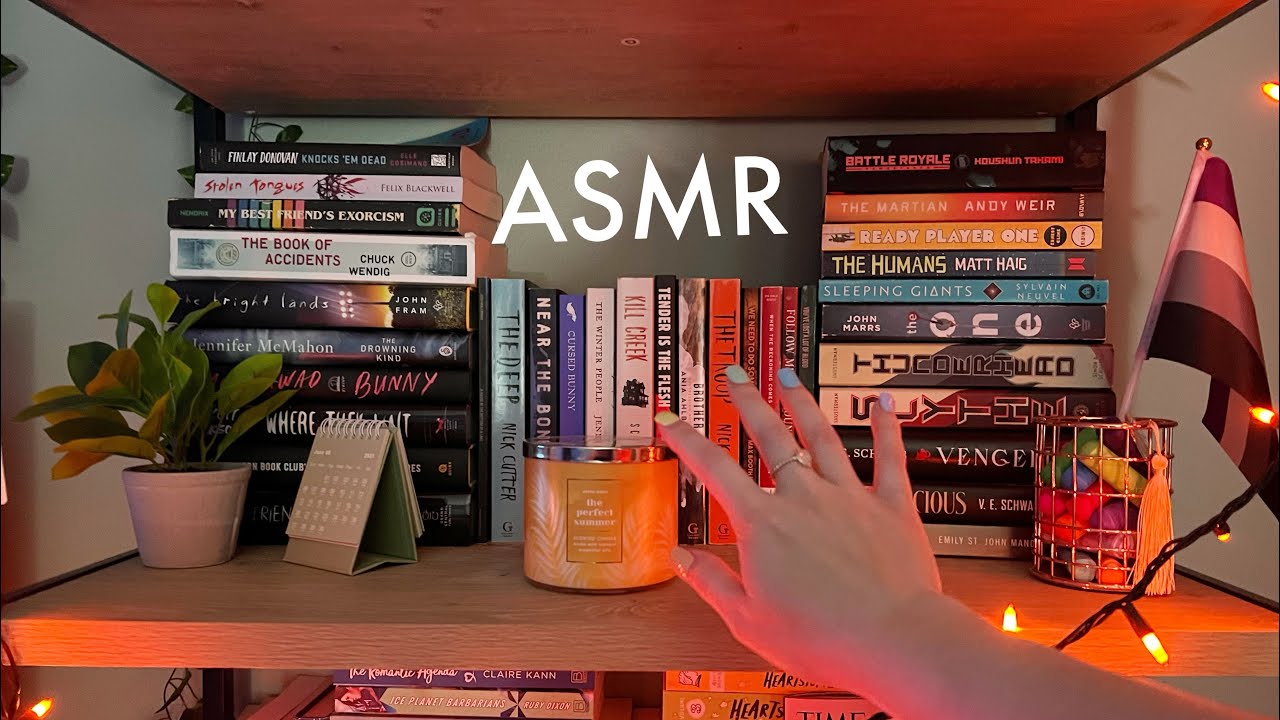 ASMR bookshelf tour and book tapping 📚 (lofi) part 2
