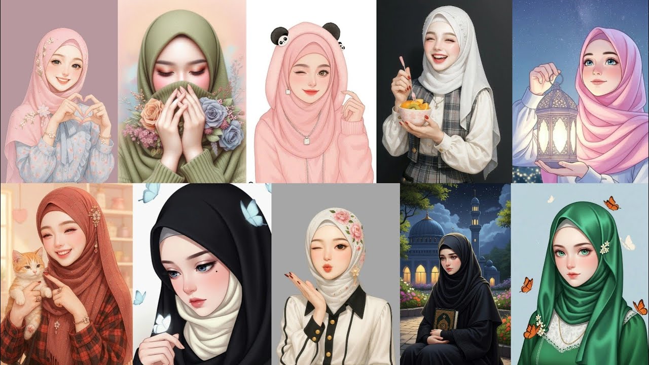 Stylish hijab girl's profile pic 💥 || Animated hijab girl whatsApp dp 🌷|| Fb dp ✨ ||