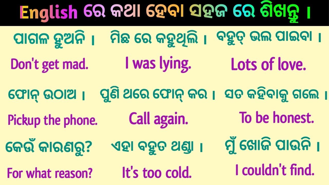 Spoken English in Odia | Best Odia to English translation | Daily Use sentences | English speaking