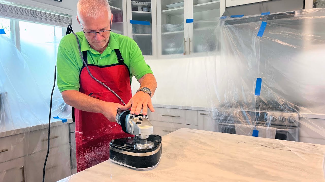 Marble Countertop Island Honing and Sealing!