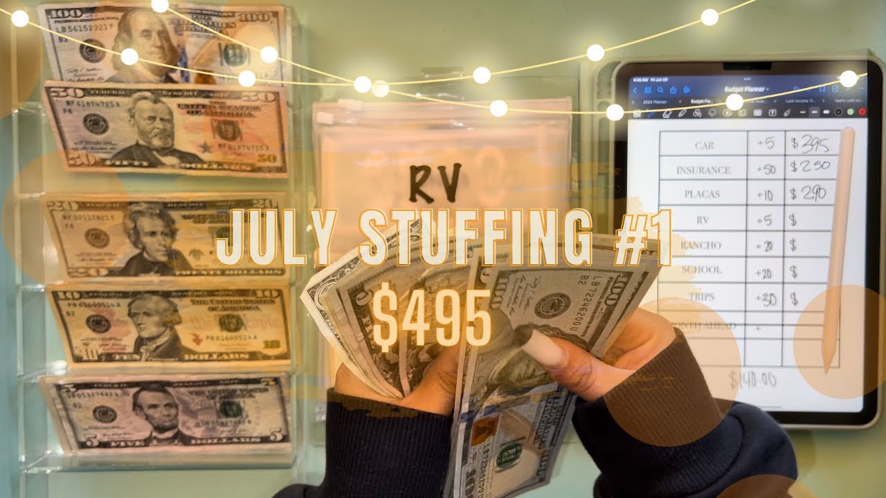 JULY Cash Stuffing #1 | $495 | Cash Envelopes | Low Income College Student | Long/Short Term Goals |