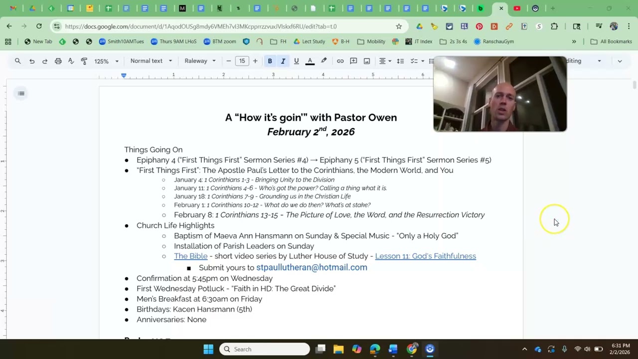 February 2, 2026 - How it's goin' with Pastor Owen