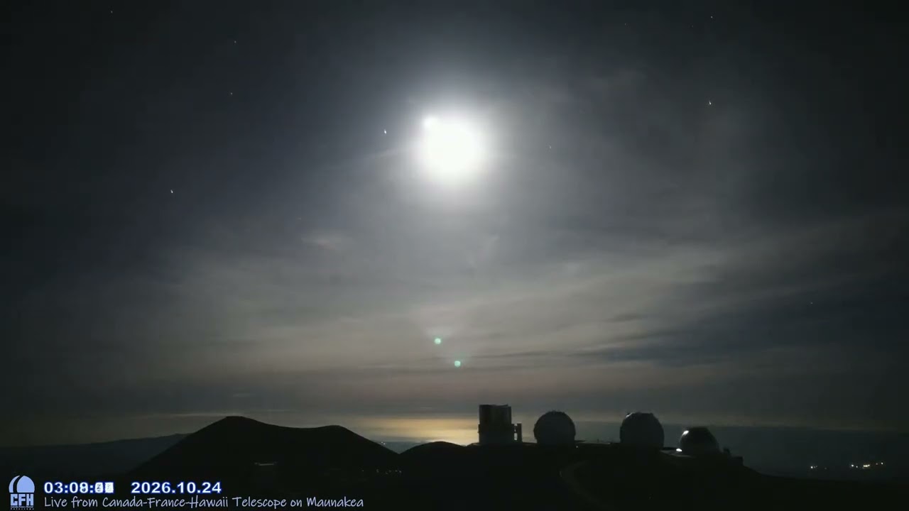 Altostratus, Moon Halo & Moonset, Incoming Fog &mdash; Maunakea, Dawn of Oct 24, 2026