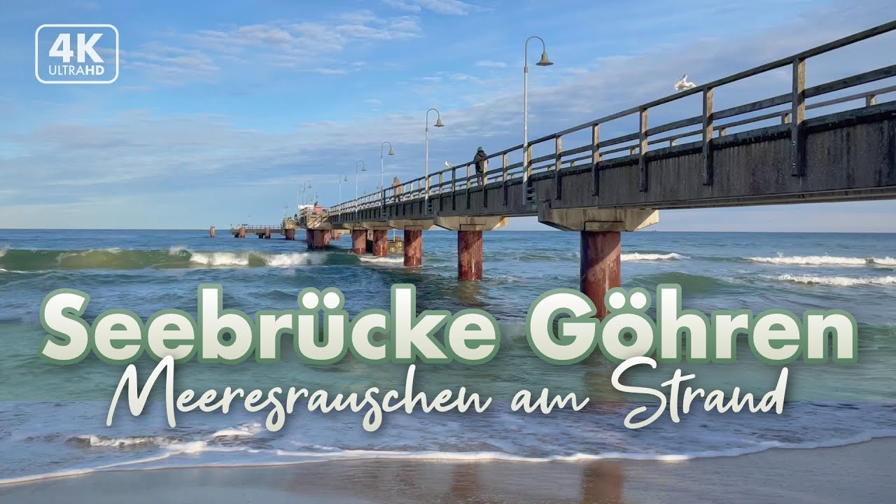 G&ouml;hren - Seebr&uuml;cke, Strand und Wellenrauschen - R&uuml;gen Urlaub 2022 (4K Walk / ASMR)
