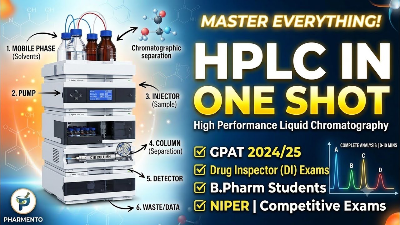 HPLC in One Shot | High Performance Liquid Chromatography | GPAT, Drug Inspector, B.Pharm