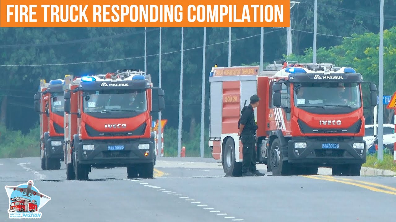 Fire Truck Responding Compilation With Siren And Real Fire | Firetrucks And Planes Passion