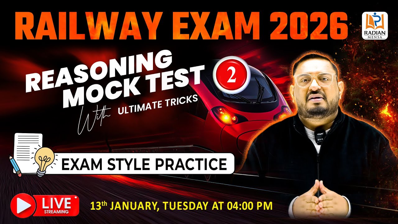 REASONING MOCK TEST - 2 | 🔥RAILWAY EXAM 2026 | RAILWAY REASONING #ssc #rrb #rrbntpc #radianmensa