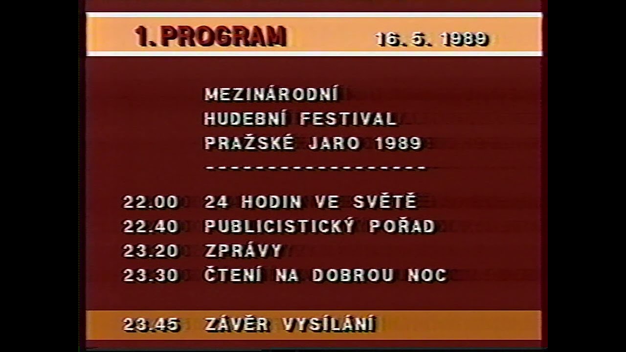 [VHS] Aktuality - z&aacute;věr, znělka + programov&aacute; karta 1. programu ČST (16.5.1989)