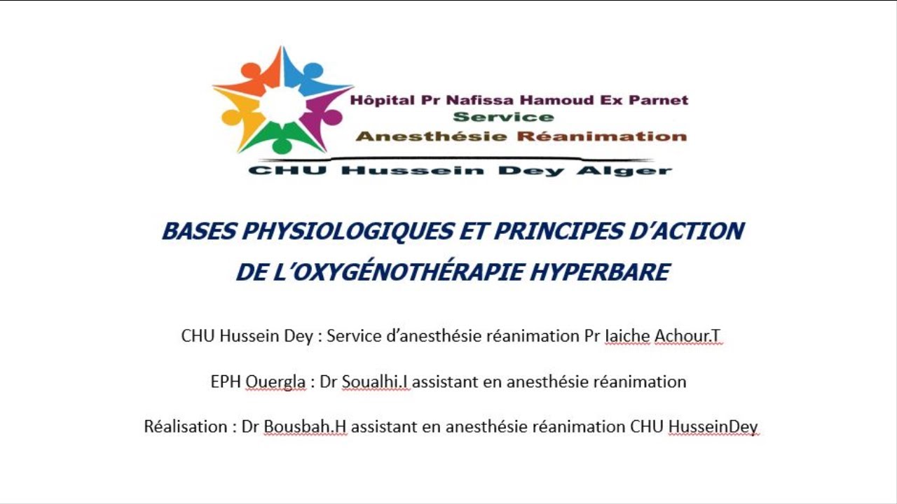 Bases physiologiques et principes d'action de l'oxygénothérapie hyperbare
