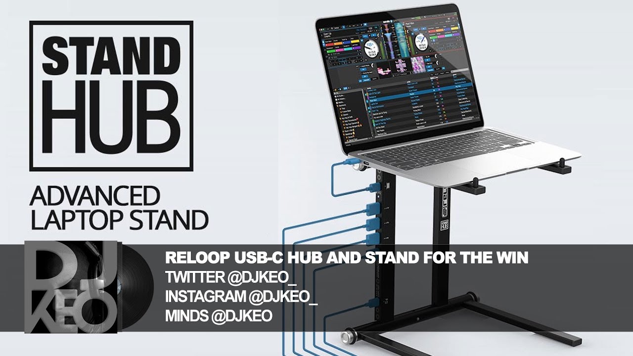 Reloop DJ laptop Stand USB-C Hub Saves the day