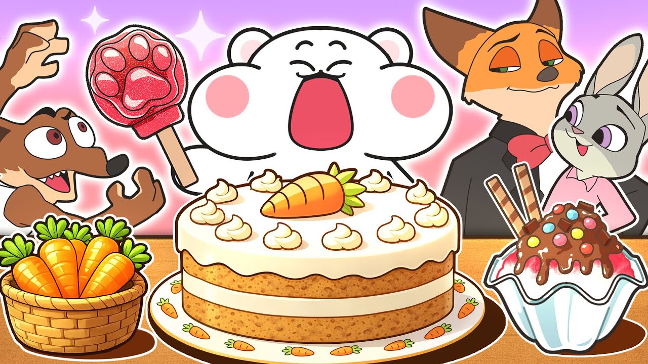 주토피아2 당근케이크 먹방 ! Zootopia 2 Carrot cake !  l 먹방 애니메이션