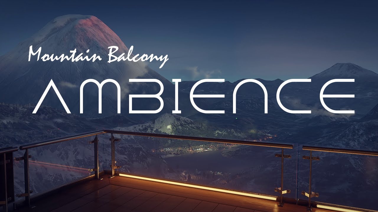 10 Hours Mountain Balcony Ambience | Distant City Lights+Fireworks • Snowy Night View|Sleep • Relax