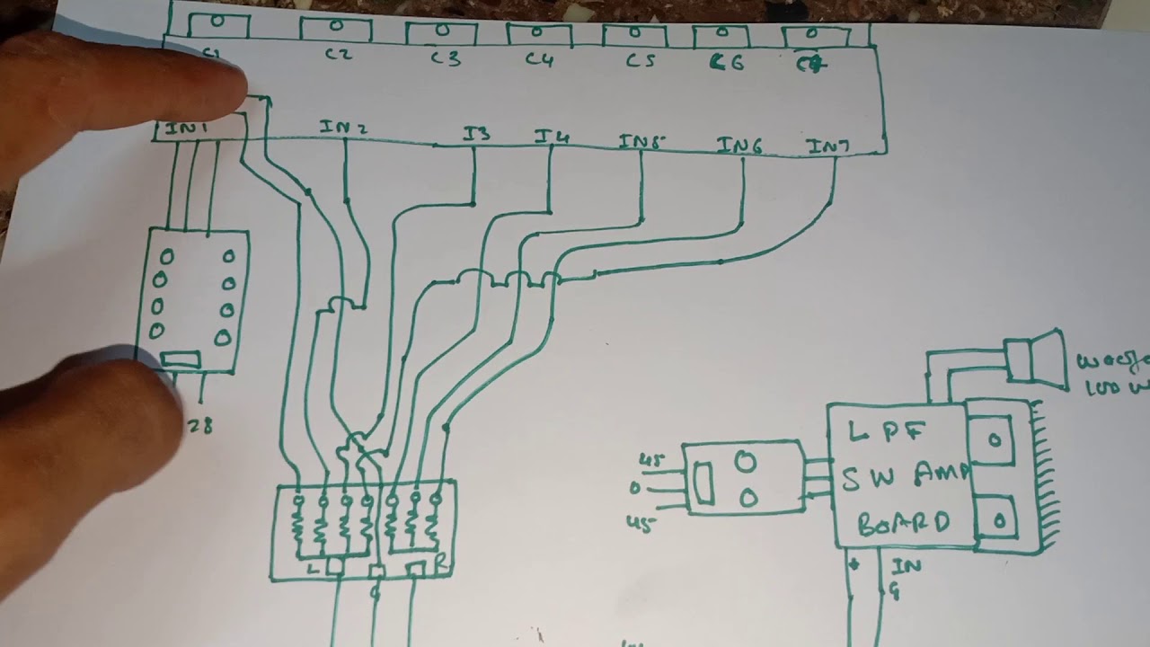 LPF board and 7 channel audio spletter circuit construction diagram details