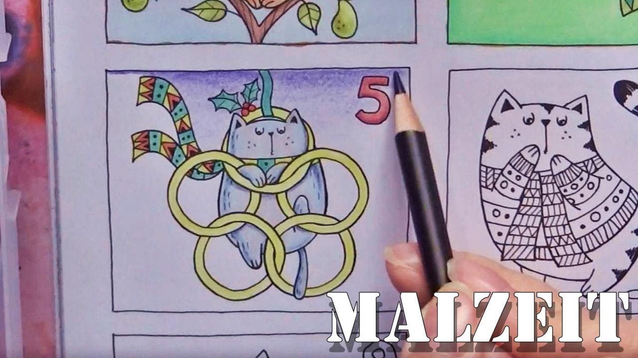 🎄 Speed Coloring / Malzeit: Weihnachtliche Katze🐱 5 von 12 | A Million Christmas Cats (John Bigwood)