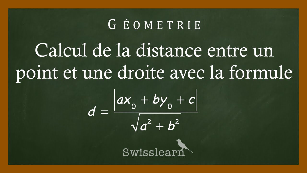 Calcul de la distance entre un point et une droite (formule)