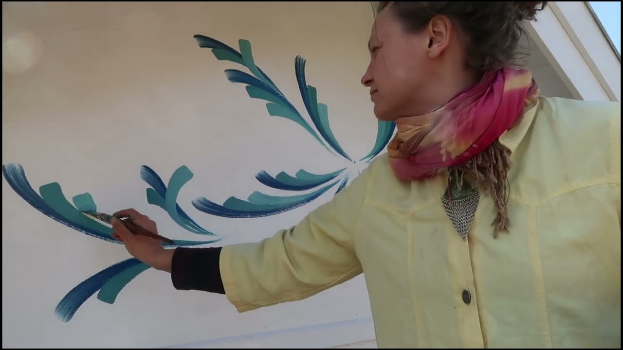 Traditional Swedish kurbits painting on a house in Dalarna