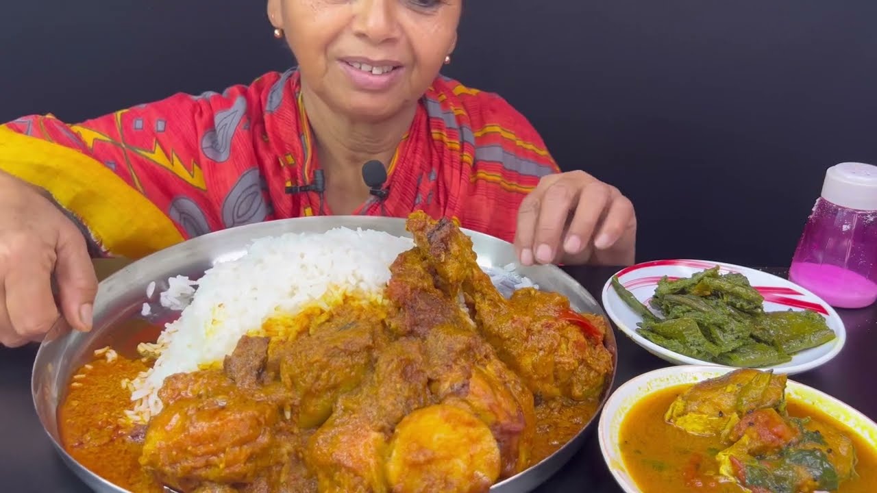 BIGBITES,EATING HUGE RICE SPICY 🔥🔥🥵 CHICKEN KOSHA,FISH CURRY,SIM CHORCHORI ।।
