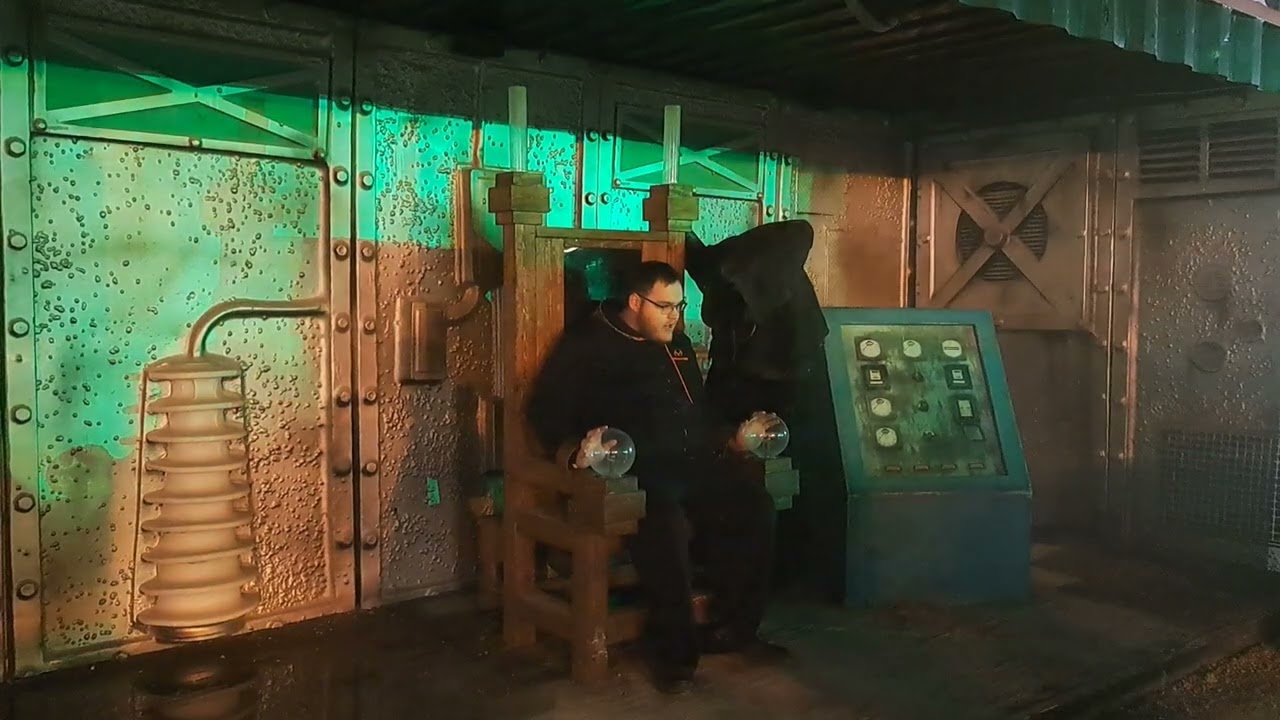 Me in the electric chair at heebie jeebies