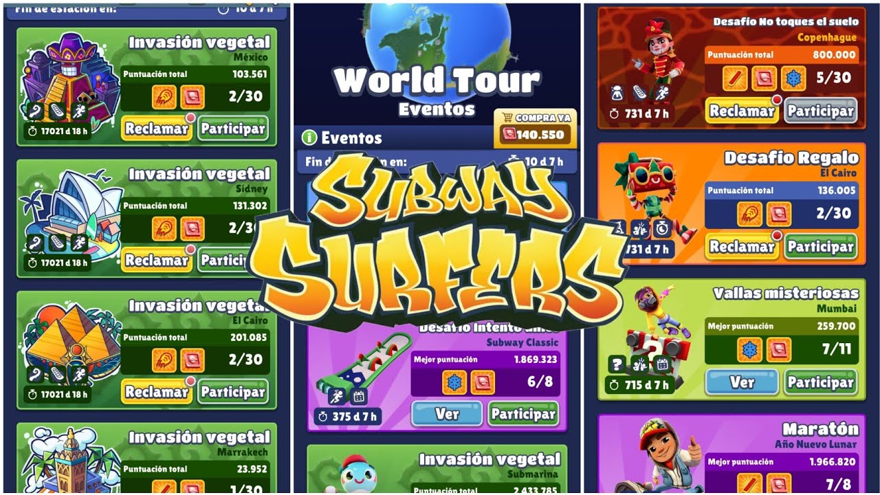 Todos los eventos de Subway Surfers - 🔽