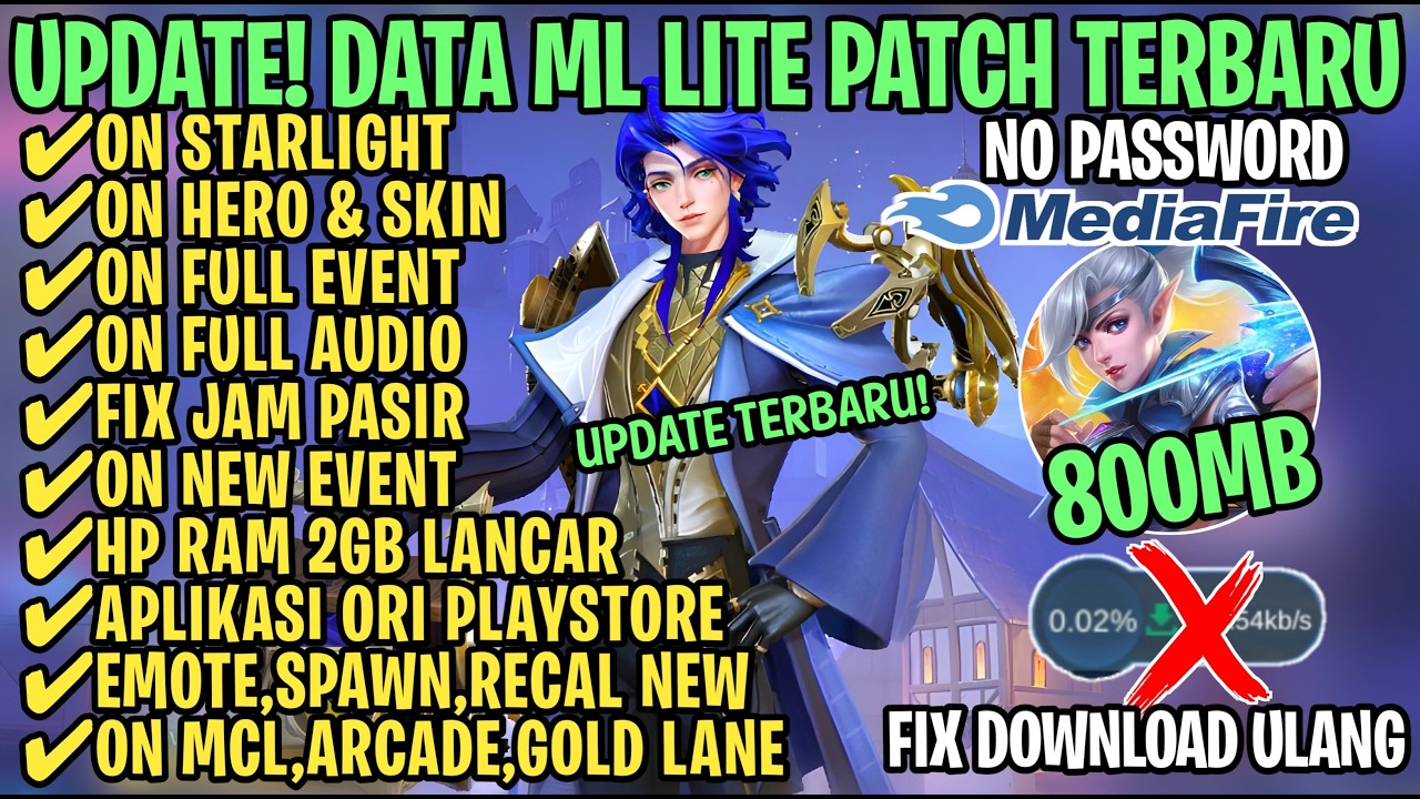 Data ML Lite Full Event 800Mb Patch Marcel Terbaru | ML Lite | Cara Mengatasi Lag & Patah Patah