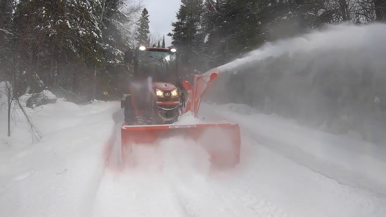 #389 Blowing Snow. Answering Questions. Kubota LX2610 compact tractor. LX2980 Snow blower. outdooor.