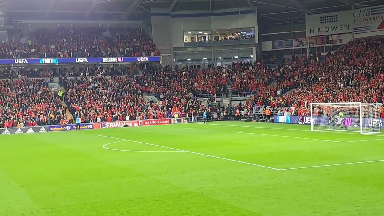 Wales 2  V Belgium 4 in world cup qualifier October 2025. Pre Match Atmosphere. Hen Wlad Fy Nhadau.