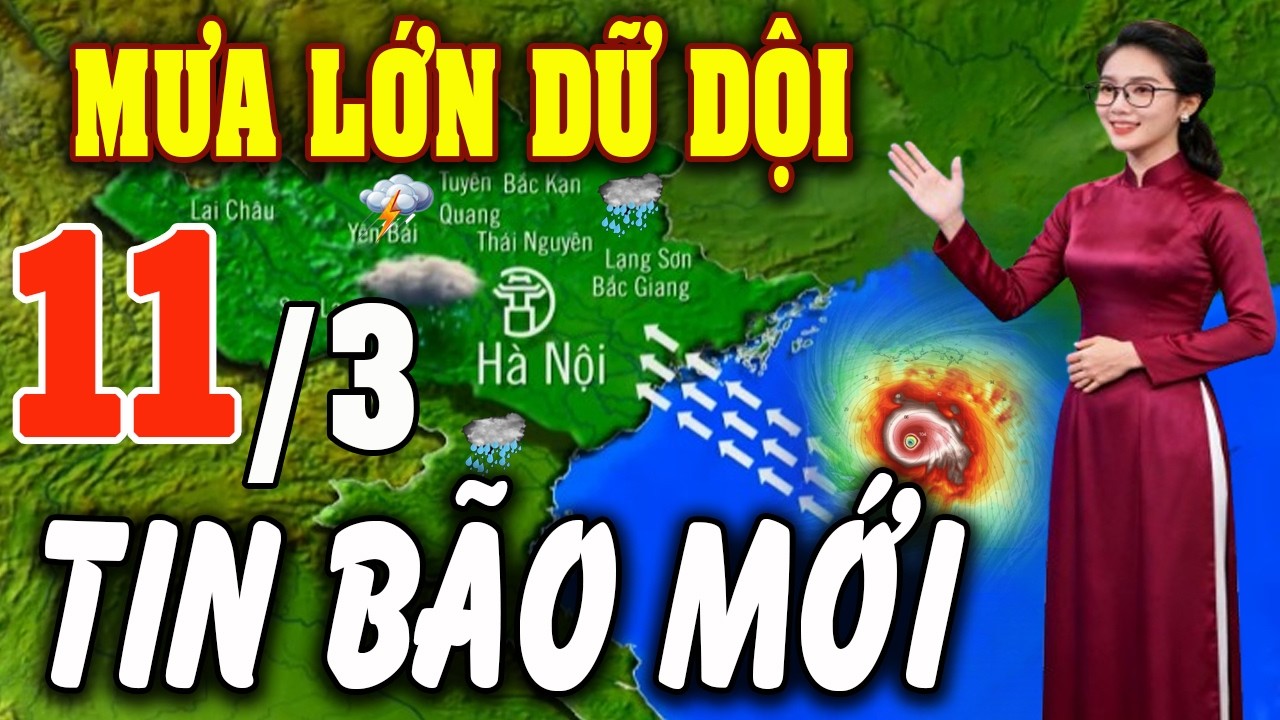 🔴[Trực Tiếp] TIN BÃO KHẨN 11/3: Áp thấp , gió mạnh,mưa rét diện rộng#thoitiet