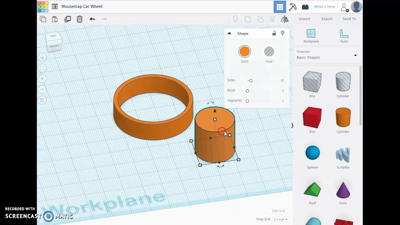 Basic Mousetrap Car Wheel in TinkerCAD