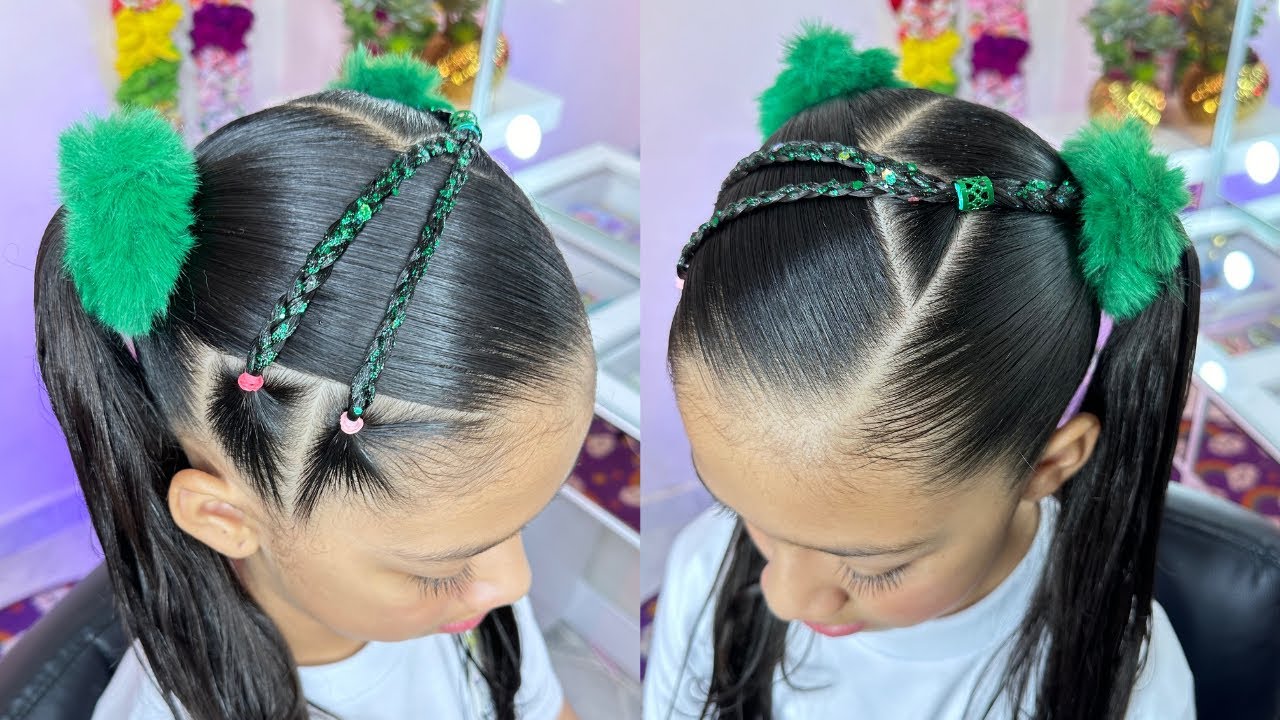 Peinado con coletas ideal para la escuela ✨💚